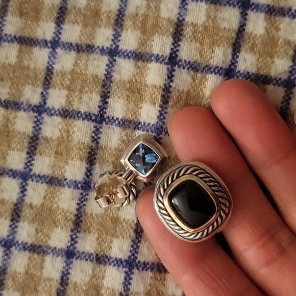 David Yurman 14k silver onyx earing Traded With Goose - Picture 7 of 9